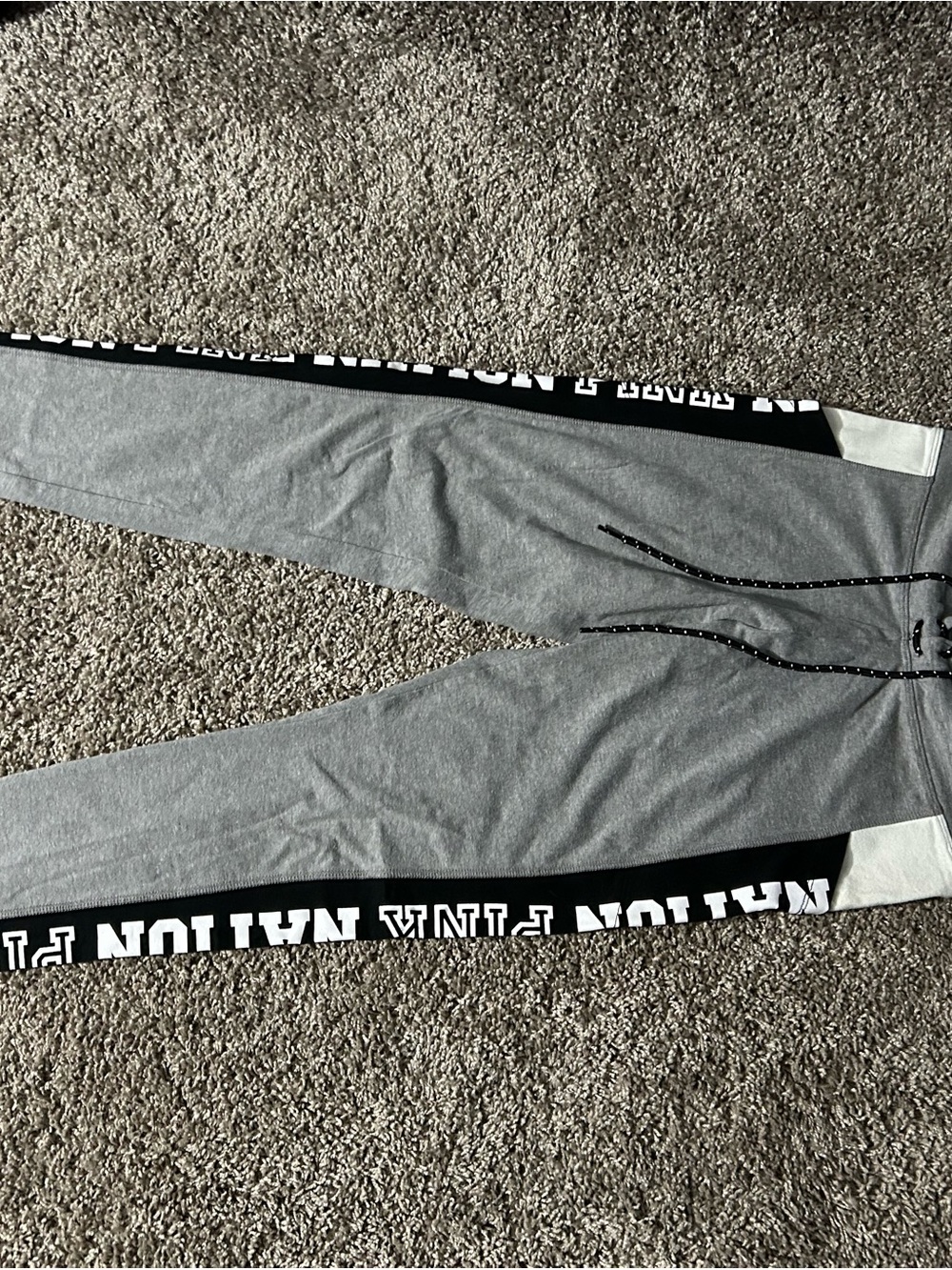 PINK Victoria's Secret Gray Logo Trim Leggings